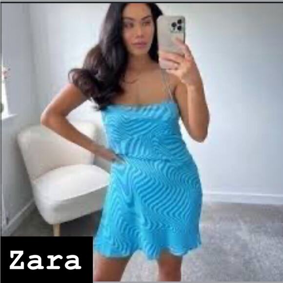 Zara Elegant Blue Women's Dress NWOT Size Small - Picture 1 of 7